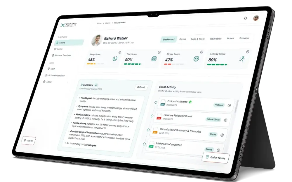 Expand Health — A practitioner dashboard that makes the most important health signals visible first.